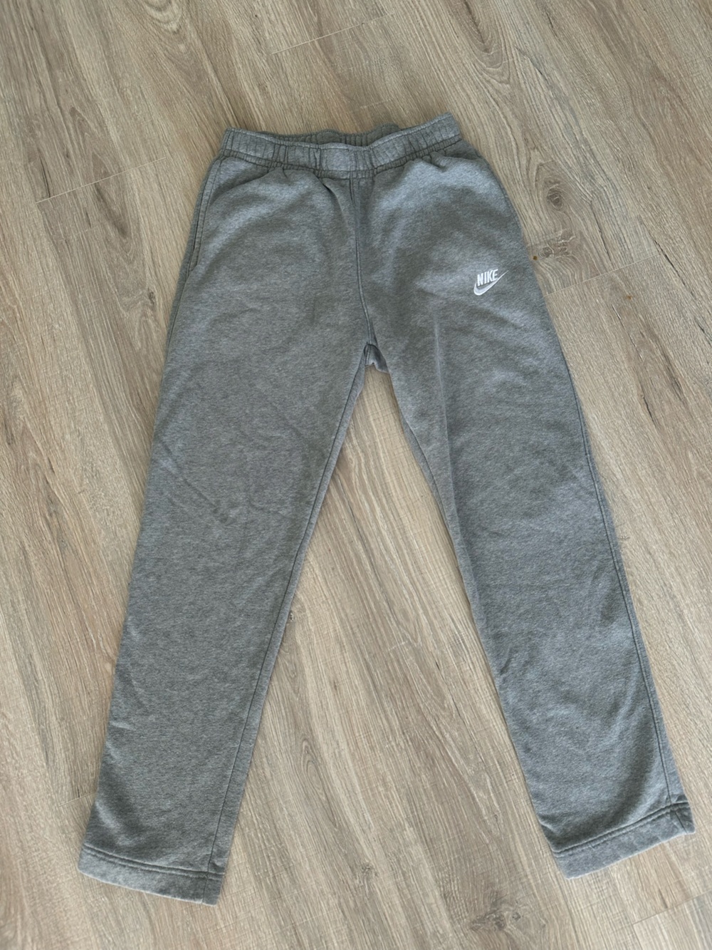 Nike Gray Slim Fleece Joggers with White Swoosh